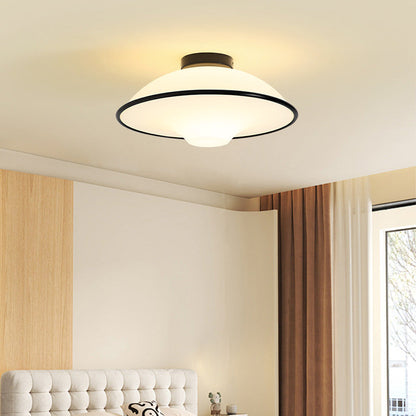 Contemporary Nordic Flying Saucer Iron Acrylic 1-light Semi-flush Mount Ceiling Light for Living Room