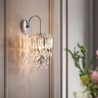 Contemporary Luxury Round Crystal Stainless Steel 1-Light Wall Sconce Lamp For Dining Room