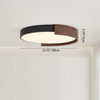 Modern Minimalist Iron Imitation Walnut Wood Grain PVC Round LED Flush Mount Ceiling Light For Bedroom