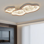 Contemporary Luxury Iron Aluminum Smoke Pattern Walnut Wood Corrugated Edge LED Flush Mount Ceiling Light For Bedroom