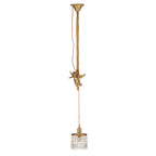 Contemporary Luxury Carved Brass Angel Crystal Round Shade 1-Light Pendant Light For Living Room