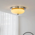 Contemporary Nordic Round Hardware Glass Shade LED Flush Mount Ceiling Light For Living Room