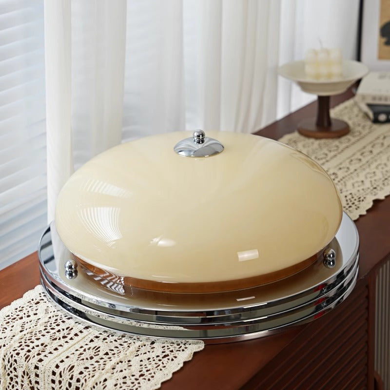 Contemporary Nordic Round Hardware Glass Shade LED Flush Mount Ceiling Light For Living Room
