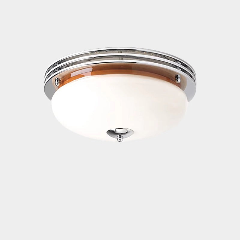 Contemporary Nordic Round Hardware Glass Shade LED Flush Mount Ceiling Light For Living Room
