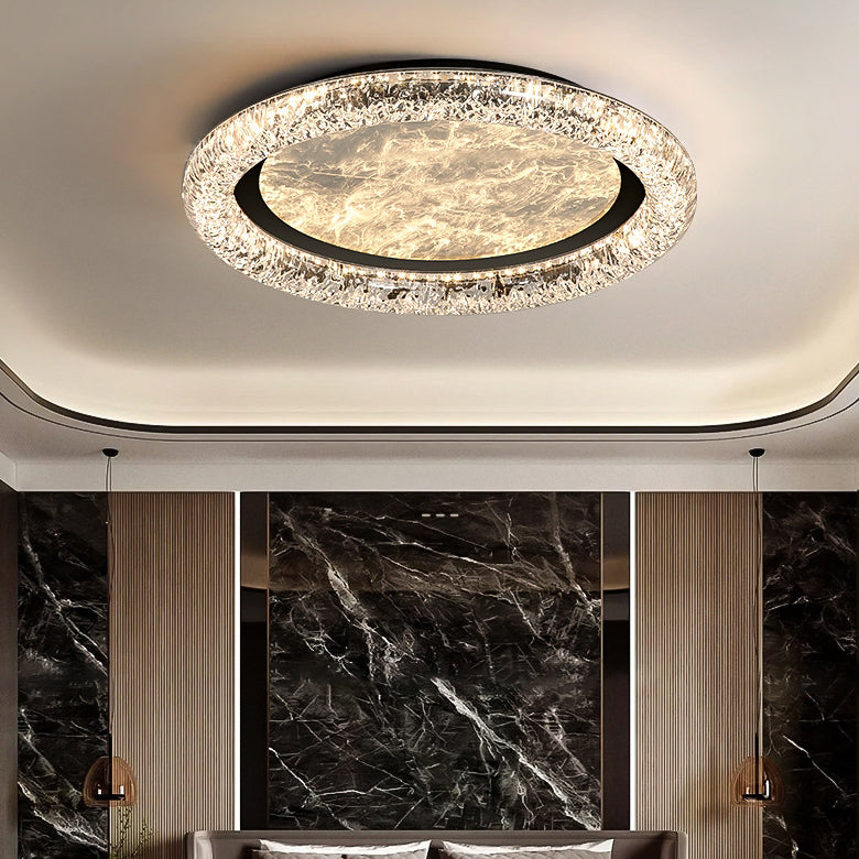 Contemporary Luxury Round Iron PMMA Cloud Mist Design LED Flush Mount Ceiling Light For Bedroom
