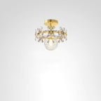 Contemporary Luxury Iron Crystal Petal LED Semi-Flush Mount Ceiling Light For Living Room