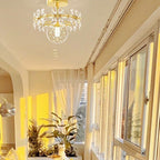Contemporary Luxury Iron Crystal Petal LED Semi-Flush Mount Ceiling Light For Living Room