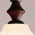 Contemporary Retro Ash Wood Flower Bud Glass Shade LED Pendant Light For Living Room