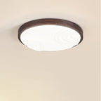Contemporary Simplicity Walnut Wood Grain Acrylic Square LED Flush Mount Ceiling Light For Bedroom