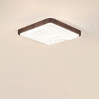 Contemporary Simplicity Walnut Wood Grain Acrylic Square LED Flush Mount Ceiling Light For Bedroom