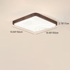 Contemporary Simplicity Walnut Wood Grain Acrylic Square LED Flush Mount Ceiling Light For Bedroom