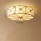 Contemporary Luxury Copper Glass Cylinder 4-Light Flush Mount Ceiling Light For Bedroom