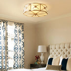 Contemporary Luxury Copper Glass Cylinder 4-Light Flush Mount Ceiling Light For Bedroom