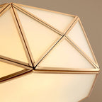 Contemporary Luxury Copper Glass Cylinder 4-Light Flush Mount Ceiling Light For Bedroom