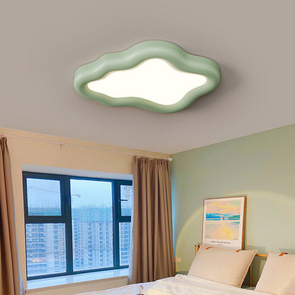 Contemporary Scandinavian Resin Acrylic Cloud Shade LED Flush Mount Ceiling Light For Bedroom