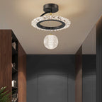 Contemporary Luxury Iron Acrylic Geometric Circle Ring LED Semi-flush Mount Ceiling Light for Living Room