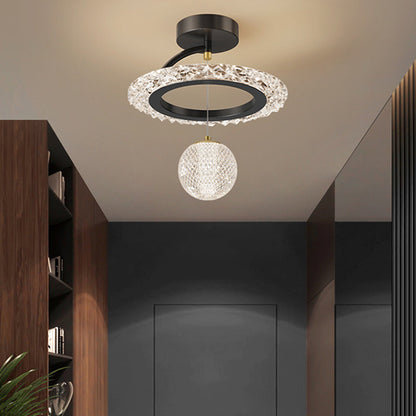 Contemporary Luxury Iron Acrylic Geometric Circle Ring LED Semi-flush Mount Ceiling Light for Living Room