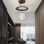 Contemporary Luxury Iron Acrylic Geometric Circle Ring LED Semi-flush Mount Ceiling Light for Living Room