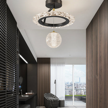 Contemporary Luxury Iron Acrylic Geometric Circle Ring LED Semi-flush Mount Ceiling Light for Living Room