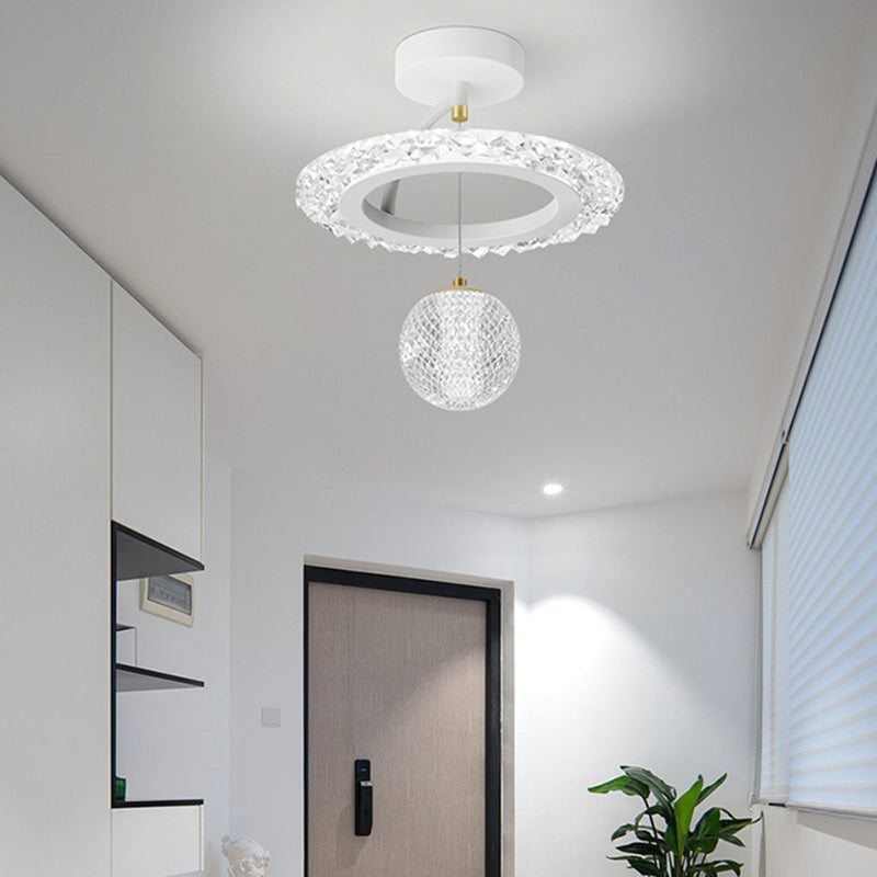 Contemporary Luxury Iron Acrylic Geometric Circle Ring LED Semi-flush Mount Ceiling Light for Living Room
