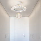 Contemporary Luxury Iron Acrylic Geometric Circle Ring LED Semi-flush Mount Ceiling Light for Living Room