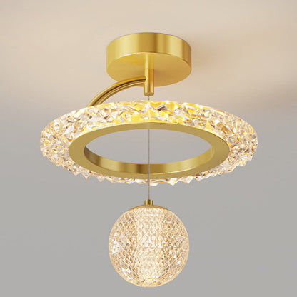 Contemporary Luxury Iron Acrylic Geometric Circle Ring LED Semi-flush Mount Ceiling Light for Living Room