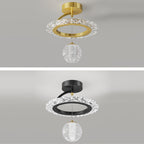Contemporary Luxury Iron Acrylic Geometric Circle Ring LED Semi-flush Mount Ceiling Light for Living Room