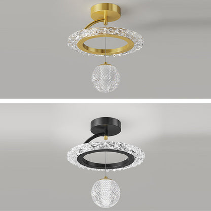 Contemporary Luxury Iron Acrylic Geometric Circle Ring LED Semi-flush Mount Ceiling Light for Living Room