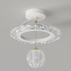 Contemporary Luxury Iron Acrylic Geometric Circle Ring LED Semi-flush Mount Ceiling Light for Living Room