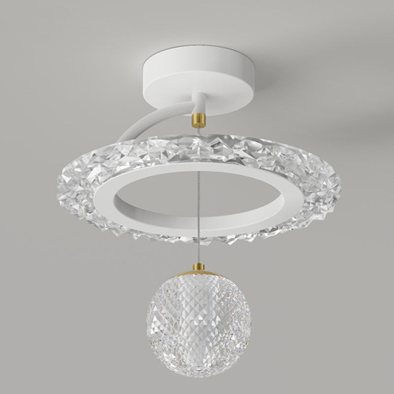Contemporary Luxury Iron Acrylic Geometric Circle Ring LED Semi-flush Mount Ceiling Light for Living Room