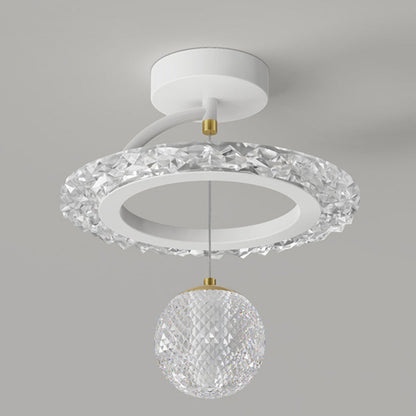 Contemporary Luxury Iron Acrylic Geometric Circle Ring LED Semi-flush Mount Ceiling Light for Living Room