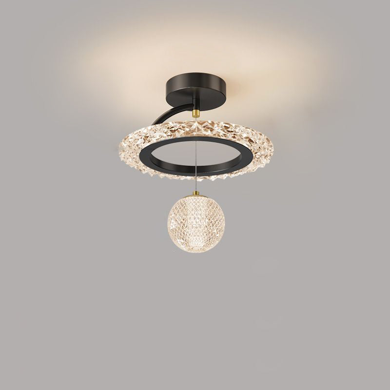 Contemporary Luxury Iron Acrylic Geometric Circle Ring LED Semi-flush Mount Ceiling Light for Living Room