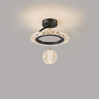 Contemporary Luxury Iron Acrylic Geometric Circle Ring LED Semi-flush Mount Ceiling Light for Living Room