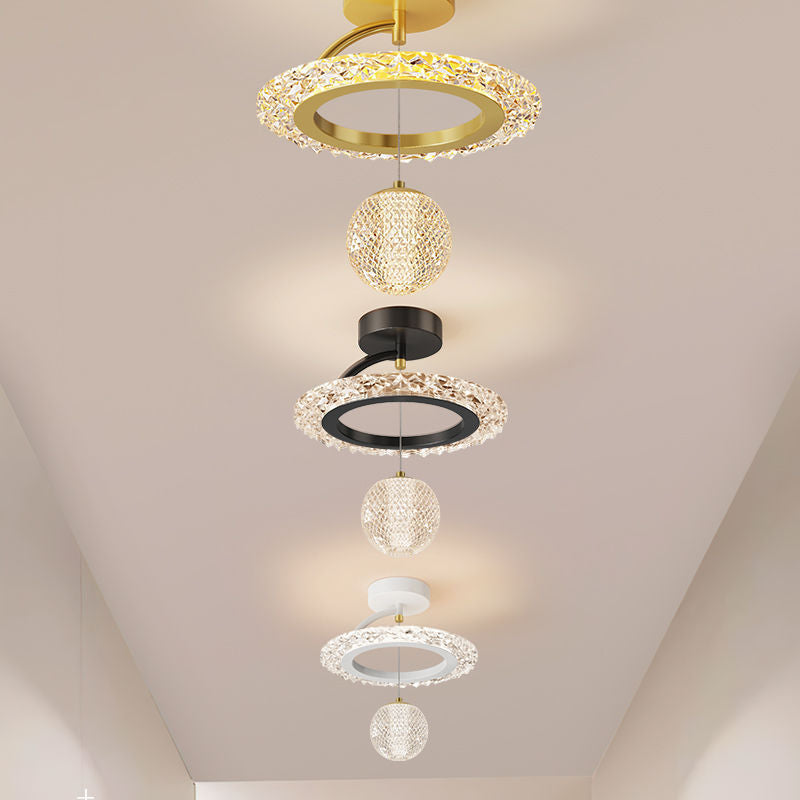 Contemporary Luxury Iron Acrylic Geometric Circle Ring LED Semi-flush Mount Ceiling Light for Living Room