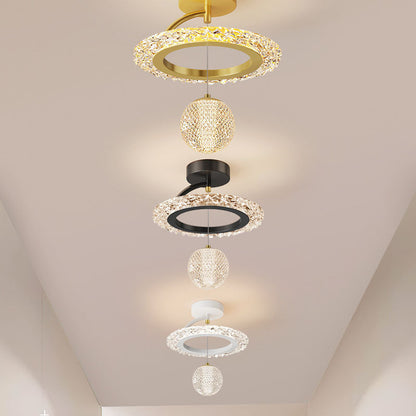 Contemporary Luxury Iron Acrylic Geometric Circle Ring LED Semi-flush Mount Ceiling Light for Living Room