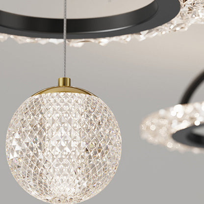 Contemporary Luxury Iron Acrylic Geometric Circle Ring LED Semi-flush Mount Ceiling Light for Living Room