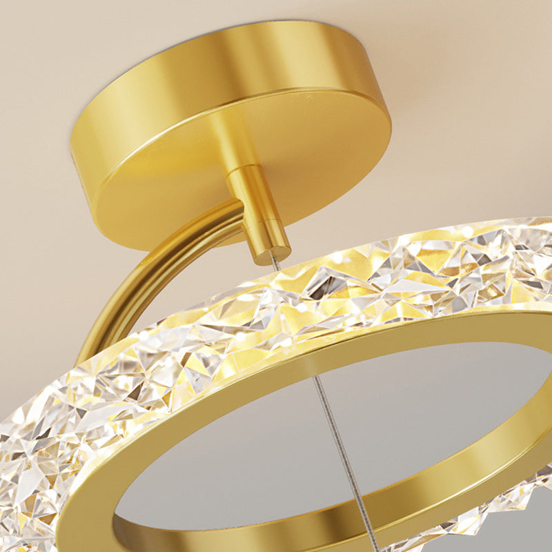Contemporary Luxury Iron Acrylic Geometric Circle Ring LED Semi-flush Mount Ceiling Light for Living Room