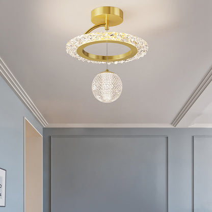 Contemporary Luxury Iron Acrylic Geometric Circle Ring LED Semi-flush Mount Ceiling Light for Living Room