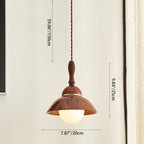 Contemporary Retro Semicircle Solid Wood Ceramic 1-Light Pendant Light For Living Room