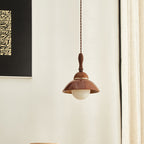 Contemporary Retro Semicircle Solid Wood Ceramic 1-Light Pendant Light For Living Room