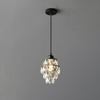 Contemporary Luxury Hardware Crystal Round 1-Light Pendant Light For Living Room