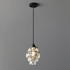 Contemporary Luxury Hardware Crystal Round 1-Light Pendant Light For Living Room