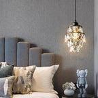 Contemporary Luxury Hardware Crystal Round 1-Light Pendant Light For Living Room