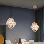 Contemporary Luxury Dual Circle Crystal Ring Glass Beads 1-Light Pendant Light For Living Room