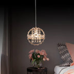 Contemporary Luxury Dual Circle Crystal Ring Glass Beads 1-Light Pendant Light For Living Room
