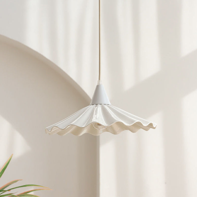 Traditional Vintage Ceramic Lotus Leaf Shade 1-light Pendant Light for Living Room BulbSquare