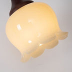 Traditional French Iron Wood Flower Shade 1-Light Pendant Light For Living Room