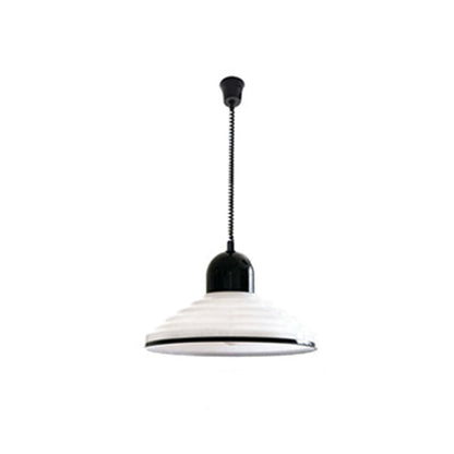 Traditional French Corrugated Glass Cone Shade 1-Light Pendant Light For Living Room