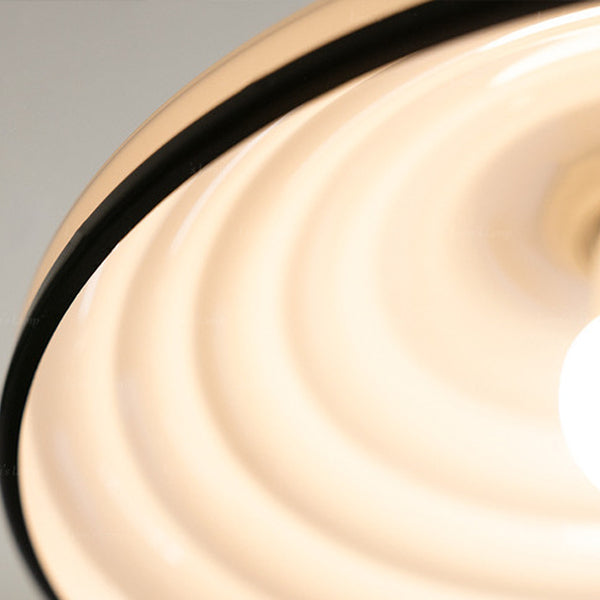 Traditional French Corrugated Glass Cone Shade 1-Light Pendant Light For Living Room