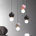 Contemporary Creative Resin Honeycomb Stone Geometric Cube 1-Light Pendant Light For Living Room
